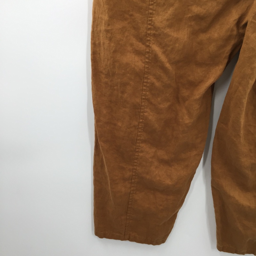 Eileen Fisher Organic linen brown wide leg boho quiet luxury pants minimalist L - Picture 7 of 10